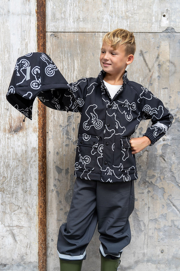 Softshell stof Effen Donker grijs