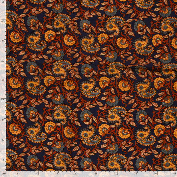 Voile fabric Paisley Navy