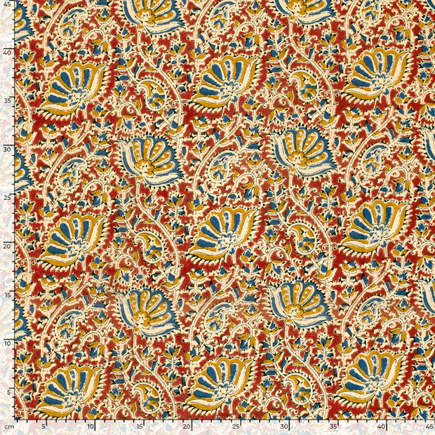 Voile fabric Flowers Red