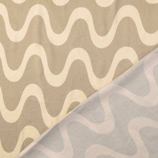 Viscose Satijn stof Beige digitaal bedrukt 