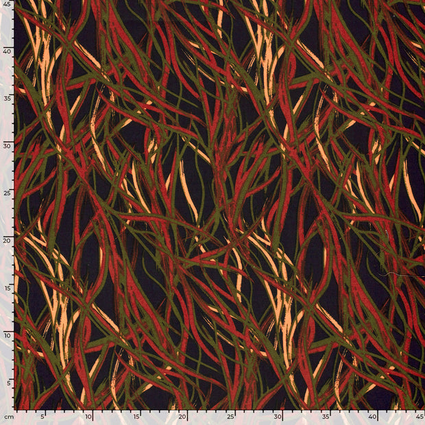 Coton Lin en Chaine et Trame tissu Abstrait Gris foncé