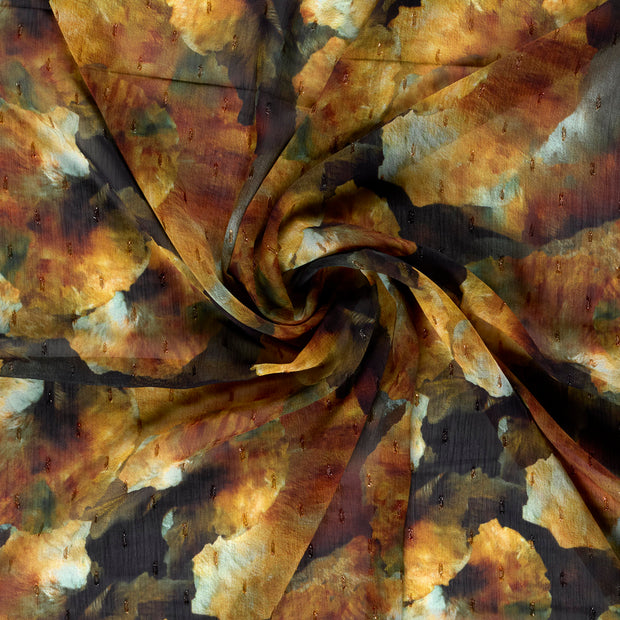 Chiffon fabric Orange digital printed 