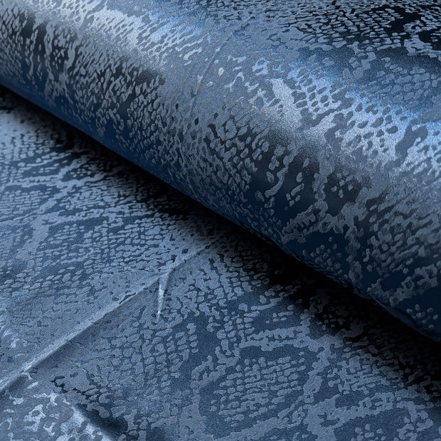 Satin Jacquard fabric Snakes Steel Blue