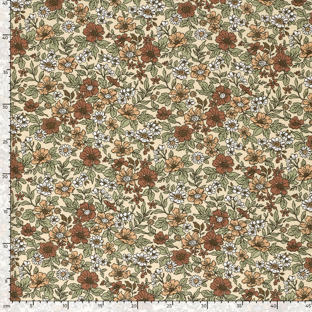 Jersey fabrik Blumen Beige