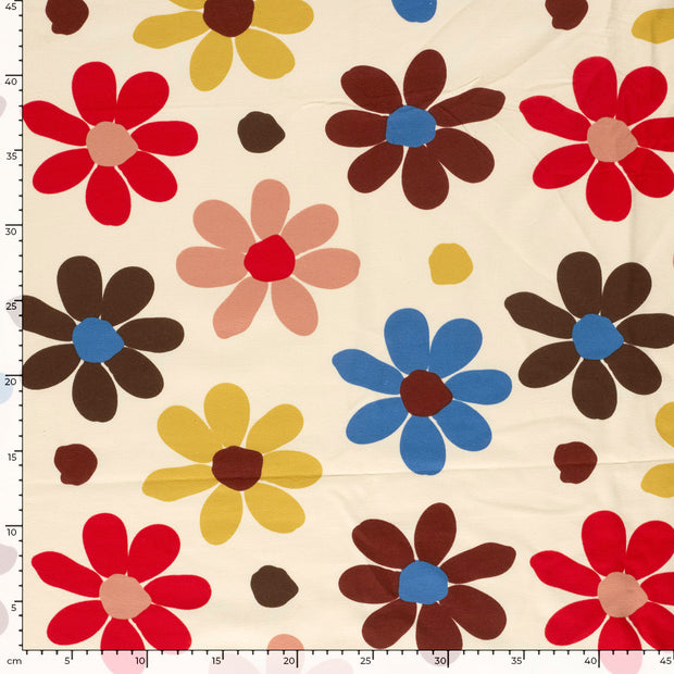 Felpa tela Flores Beis