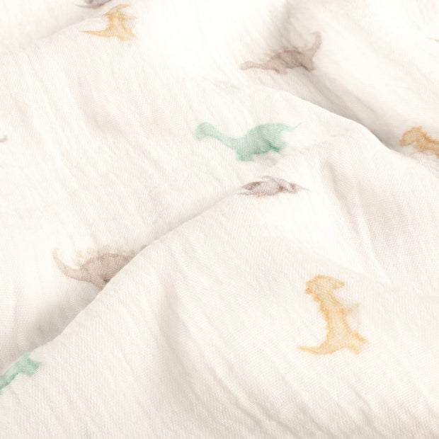 Double gaze tissu dinosaures Blanc cassé