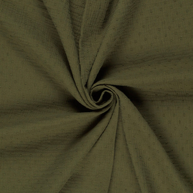 Double gaze tissu Vert kaki dobby 