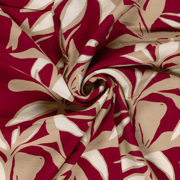 Viscose Nylon Crepe tela Burdeos estampado 