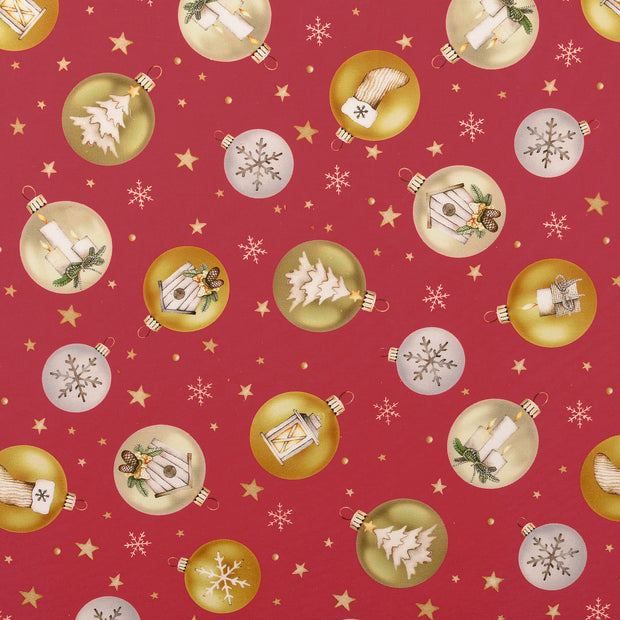 Popeline de Coton tissu Noël Rouge