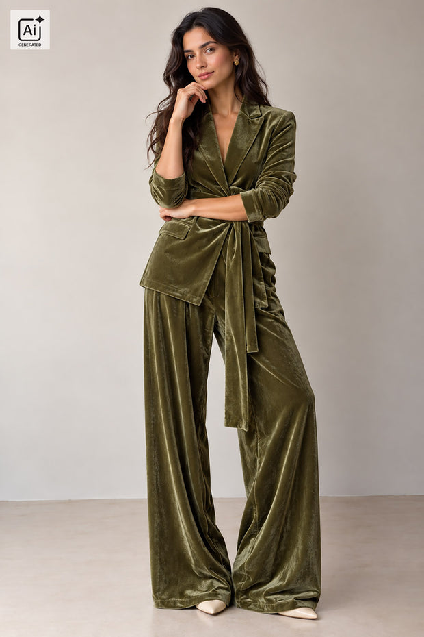 Supersoft Velvet fabric Unicolour Khaki Green
