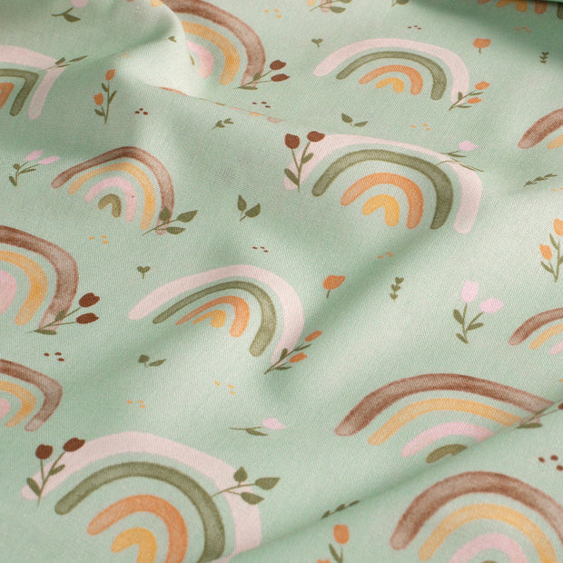 Cotton Poplin fabric Rainbow Mint