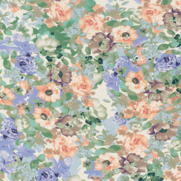 Polyester Bubble fabric Flowers Dark Mint