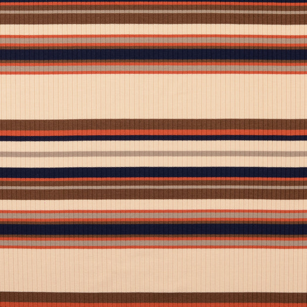 Heavy Knit fabric Stripes Brown