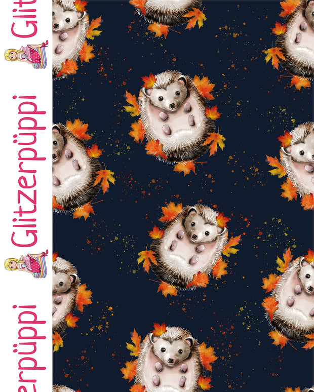 French Terry fabric Hedgehog Navy