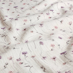 Mousseline digitaal bedrukt Bloemen Gebroken wit