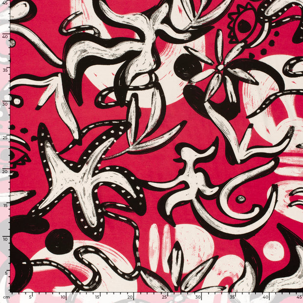 Viscose Vortex Jerséis tela Abstracto Rojo oscuro