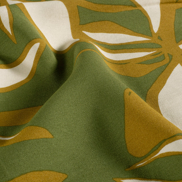 Viscose Nylon Crepe tela Flores Verde caqui