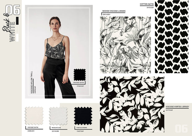 Viscose Nylon Twill tissu fleurs Noir