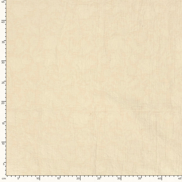 Coton Lin en Chaine et Trame tissu Feuilles Beige