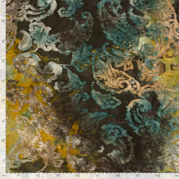 Jacquard fabric Flowers Oker