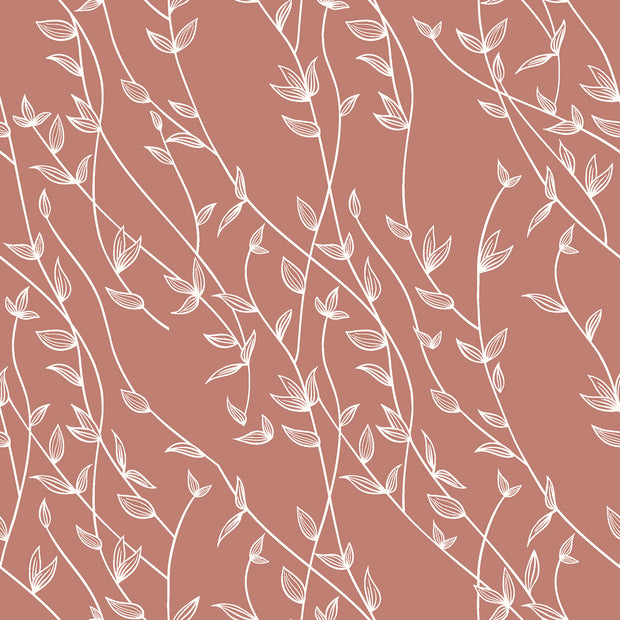 Popeline de Coton tissu Brindilles Brique