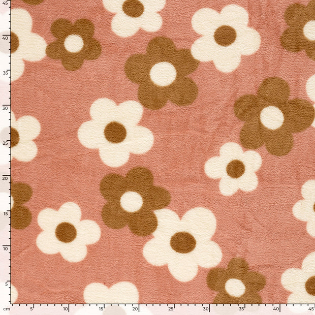 Coral Fleece fabric Flowers Coral