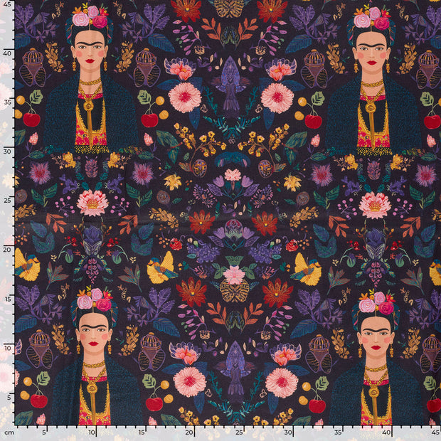 Panama fabric Flowers Purple
