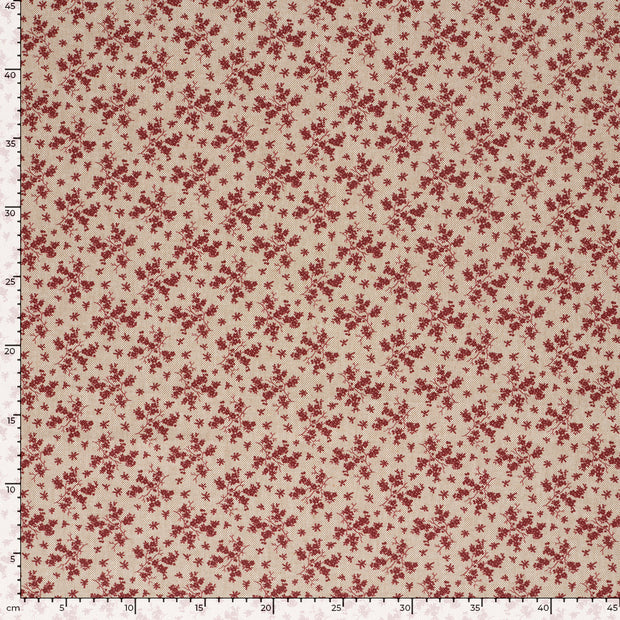Linnenlook stof Bloemen Donker rood