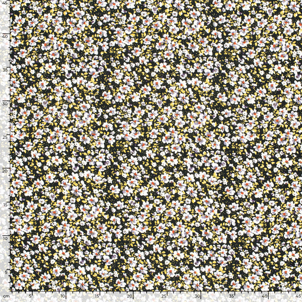 Borken Crepe tissu fleurs Noir