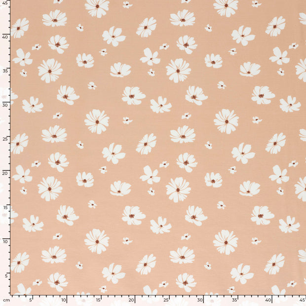 Jersey fabric Flowers Pink
