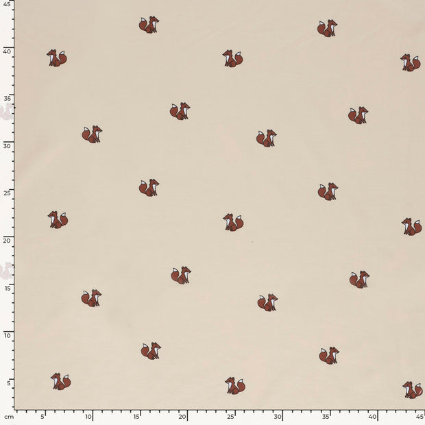 Jersey fabric Foxes Beige
