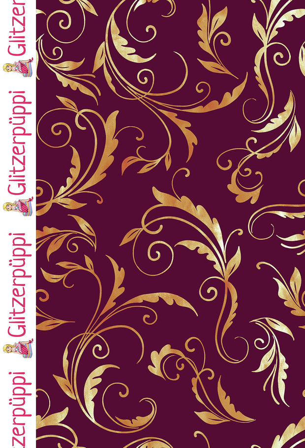 French Terry stof Ornamente Wijnrood