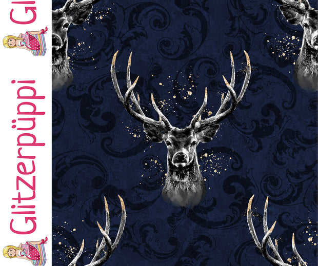 Jogging fabric Deer Navy