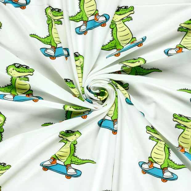 Jersey fabric Off White printed 