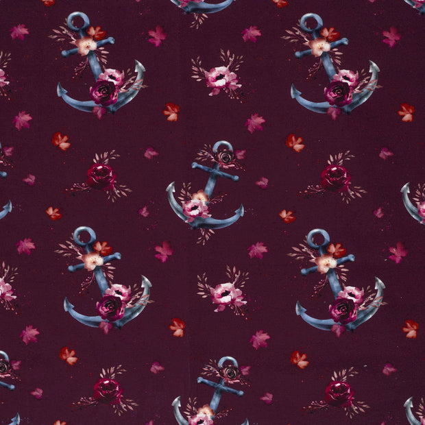 French Terry fabric Wine red matte 