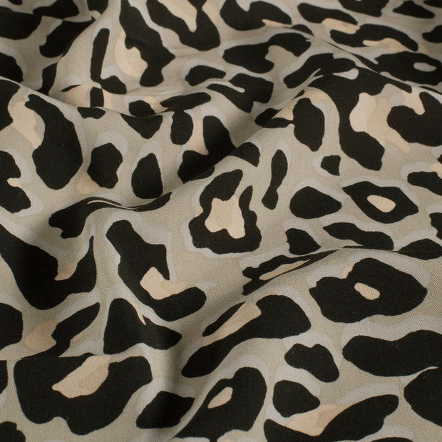 Viscose Poplin fabric Flowers Beige