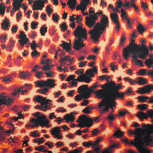 Viscose Satin fabric Animals Red