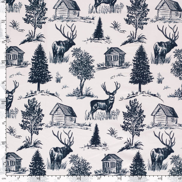 Jersey tissu cerfs Cobalt