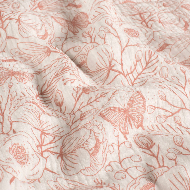 Muslin fabric Flowers Off White