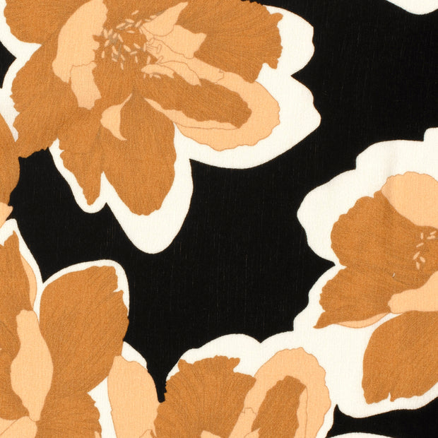 Borken Crepe fabrik Blumen Schwarz