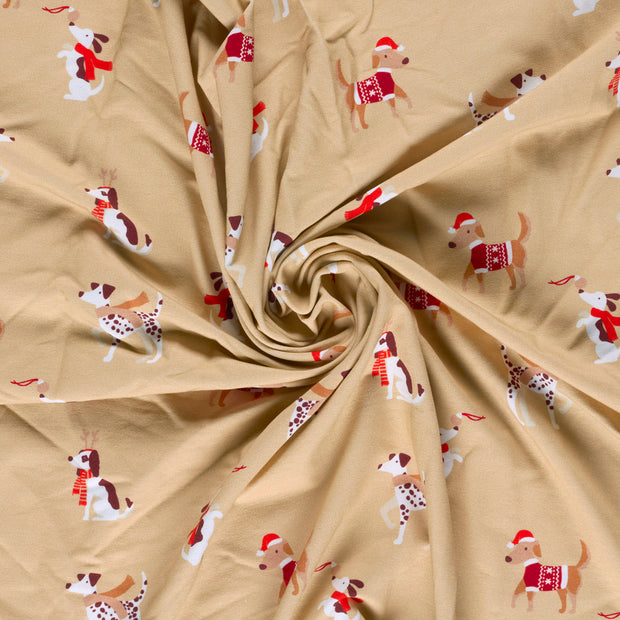 French Terry fabric Beige printed 