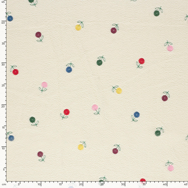 Teddy fabric Flowers Off White