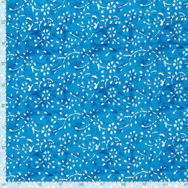 Voile fabric Flowers Aqua