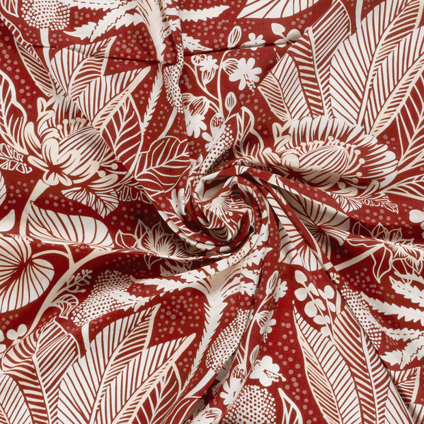 Bamboo Poplin fabric Dark Red printed 
