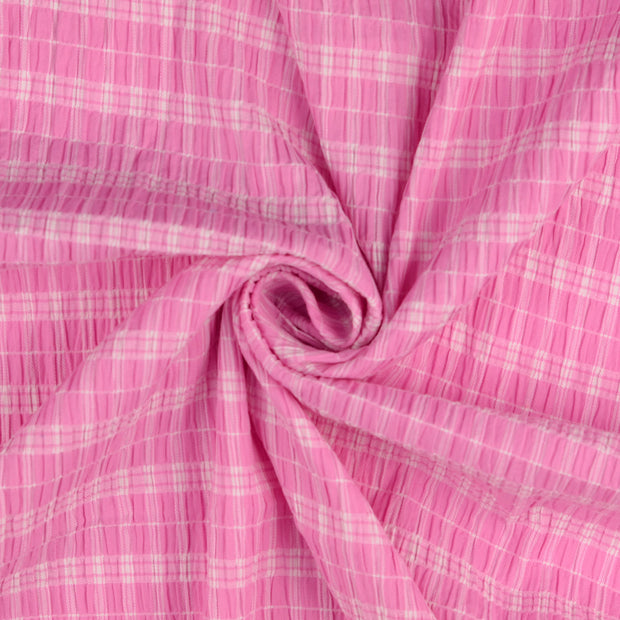 Seersucker tissu Rose fil teint 