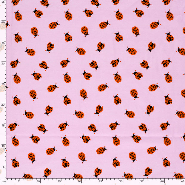 Jersey fabric Ladybugs Pink