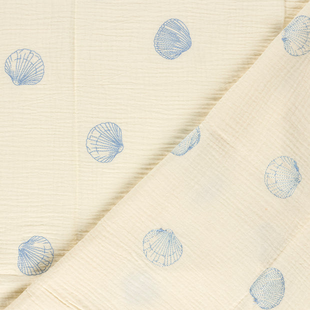 Muslin fabric Shells embroidered 