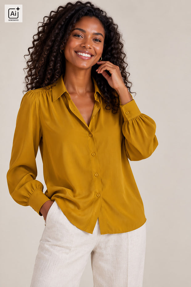 Viscosa Poplin tela Unicolor Ocre