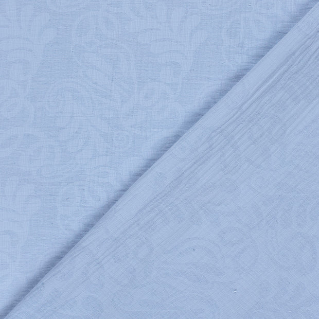Woven Cotton Linen fabric Leaves embroidered 