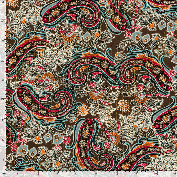 Borken Crepe fabric Paisley Dark Brown